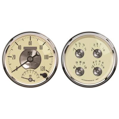 Auto Meter - Auto Meter Gauge Kit; 2 pc.; Quad/Tach/Speedo; 5in.; Prestige Antq. Ivory 2004