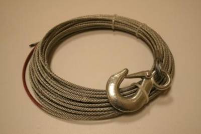 Bulldog Winch - Bulldog Winch Wire Rope, 15001 5/32" x 50' (4mm x 15.2m) - includes hook 20102