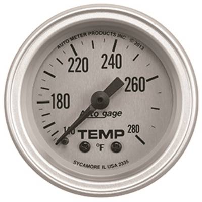 Auto Meter - Auto Meter Gauge Console; Temperature; 2 1/16in.; 280deg. F; SLVR Dial; SLVR Bezel; AutoGag 2335