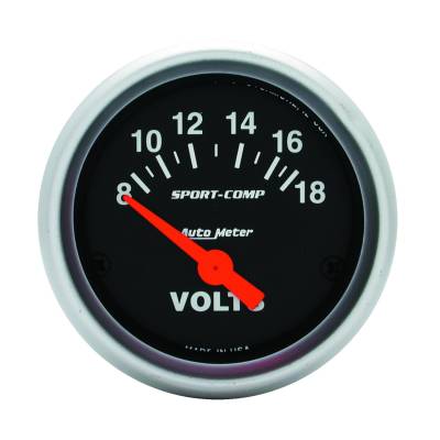 Auto Meter - Auto Meter Gauge; Voltmeter; 2 1/16in.; 18V; Elec; Sport-Comp 3391