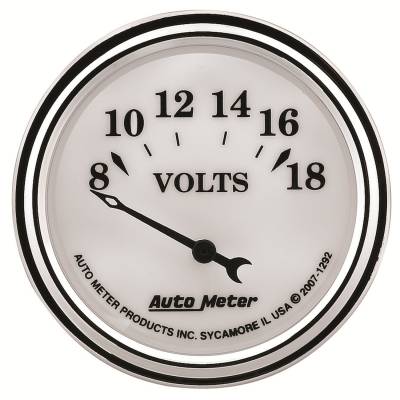 Auto Meter - Auto Meter Gauge; Voltmeter; 2 1/16in.; 18V; Elec; Old Tyme White II 1292