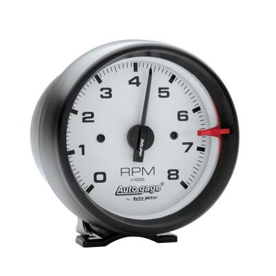 Auto Meter - Auto Meter Gauge; Tach; 3 3/4in.; 8k RPM; Pedestal; Wht Dial Blk Case; AutoGage 2303