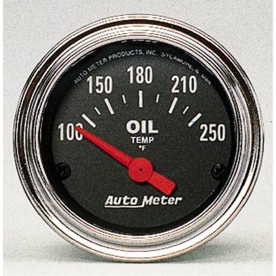 Auto Meter - Auto Meter Gauge; Oil Temp; 2 1/16in.; 100-250deg. F; Electric; Traditional Chrome 2542