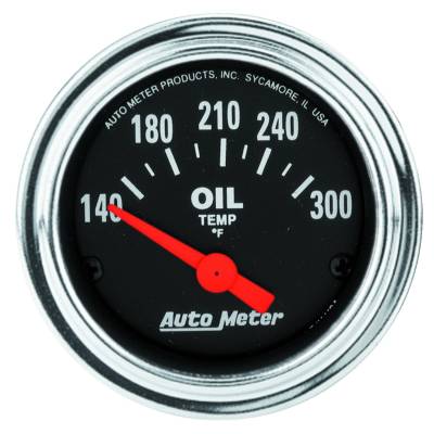 Auto Meter - Auto Meter Gauge; Oil Temp; 2 1/16in.; 140-300deg. F; Electric; Traditional Chrome 2543