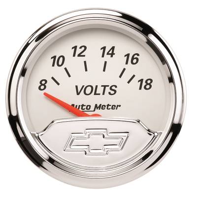 Auto Meter - Auto Meter Gauge; Voltmeter; 2 1/16in.; 18V; Elec; Chevrolet Heritage Bowtie 1391-00408