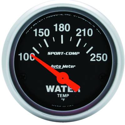 Auto Meter - Auto Meter Gauge; Water Temp; 2 1/16in.; 100-250deg. F; Electric; Sport-Comp 3337