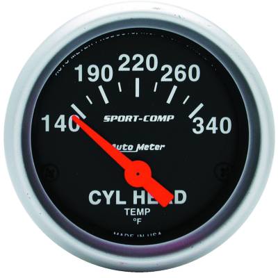 Auto Meter - Auto Meter Gauge; Cylinder Head Temp; 2 1/16in.; 140-340deg. F; Electric; Sport-Comp 3336