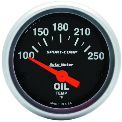 Auto Meter - Auto Meter Gauge; Oil Temp; 2 1/16in.; 100-250deg. F; Electric; Sport-Comp 3347