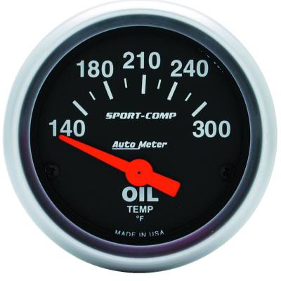 Auto Meter - Auto Meter Gauge; Oil Temp; 2 1/16in.; 140-300deg. F; Electric; Sport-Comp 3348