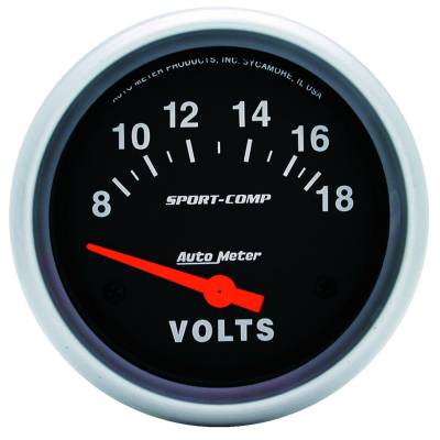 Auto Meter - Auto Meter Gauge; Voltmeter; 2 5/8in.; 18V; Electric; Sport-Comp 3592