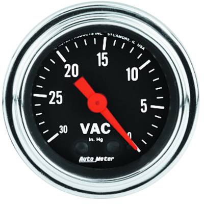 Auto Meter - Auto Meter Gauge; Vacuum; 2 1/16in.; 30inHg; Mechanical; Traditional Chrome 2484