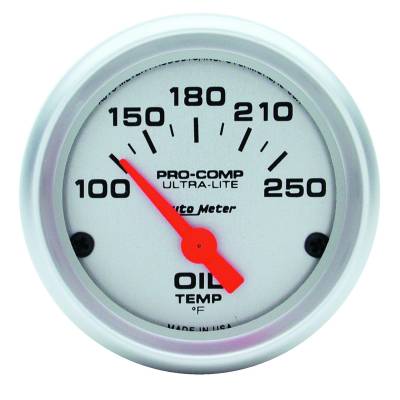 Auto Meter - Auto Meter Gauge; Oil Temp; 2 1/16in.; 100-250deg. F; Electric; Ultra-Lite 4347