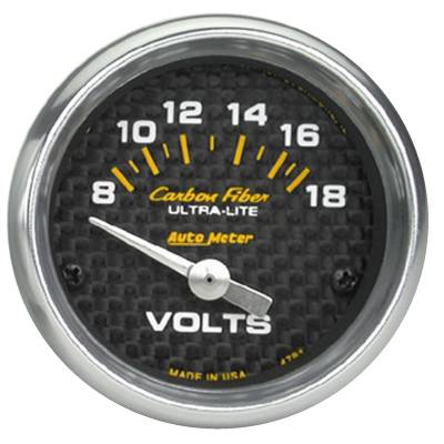 Auto Meter - Auto Meter Gauge; Voltmeter; 2 1/16in.; 18V; Electric; Carbon Fiber 4791