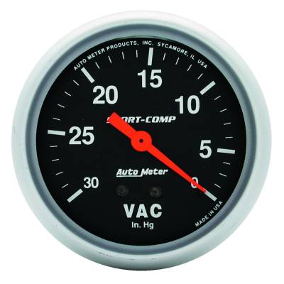 Auto Meter - Auto Meter Gauge; Vacuum; 2 5/8in.; 30inHg; Mechanical; Sport-Comp 3484