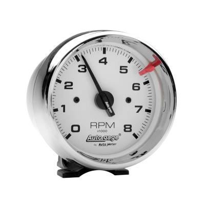 Auto Meter - Auto Meter Gauge; Tach; 3 3/4in.; 8k RPM; Pedestal; Wht Dial Chrome Case; AutoGage 2304