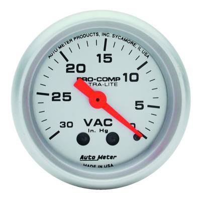 Auto Meter - Auto Meter Gauge; Vacuum; 2 1/16in.; 30inHg; Mechanical; Ultra-Lite 4384