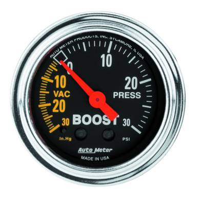 Auto Meter - Auto Meter Gauge; Vac/Boost; 2 1/16in.; 30inHg-30psi; Mechanical; Traditional Chrome 2403