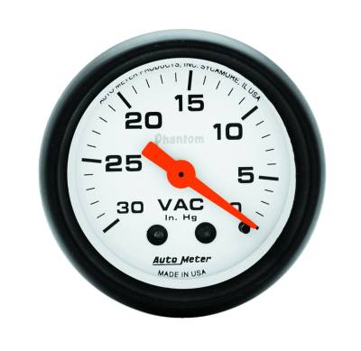 Auto Meter - Auto Meter Gauge; Vacuum; 2 1/16in.; 30inHg; Mechanical; Phantom 5784