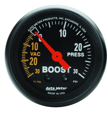 Auto Meter - Auto Meter Gauge; Vac/Boost; 2 1/16in.; 30inHg-30psi; Mechanical; Z Series 2614