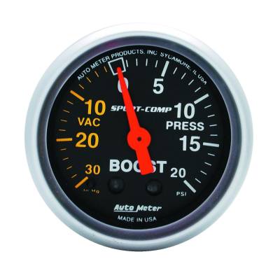 Auto Meter - Auto Meter Gauge; Vac/Boost; 2 1/16in.; 30inHg-20psi; Mechanical; Sport-Comp 3301