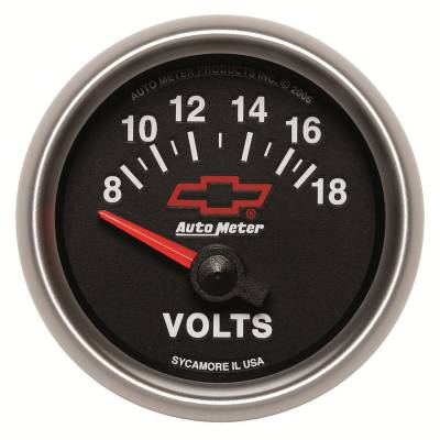 Auto Meter - Auto Meter Gauge; Voltmeter; 2 1/16in.; 18V; Electric; GM Bowtie Black 3692-00406