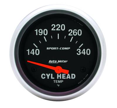 Auto Meter - Auto Meter Gauge; Cylinder Head Temp; 2 5/8in.; 140-340deg. F; Electric; Sport-Comp 3536