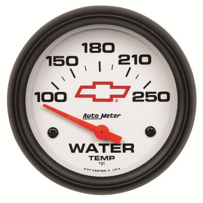 Auto Meter - Auto Meter Gauge; Water Temp; 2 5/8in.; 100-250deg. F; Electric; GM Bowtie White 5837-00406