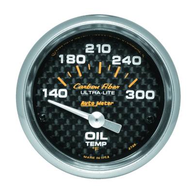 Auto Meter - Auto Meter Gauge; Oil Temp; 2 1/16in.; 140-300deg. F; Electric; Carbon Fiber 4748