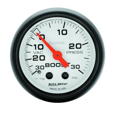 Auto Meter - Auto Meter Gauge; Vac/Boost; 2 1/16in.; 30inHg-30psi; Mechanical; Phantom 5703