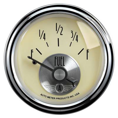 Auto Meter - Auto Meter Gauge; Fuel Level; 2 1/16in.; 240E to 33F; Elec; Prestige Antq. Ivory 2017