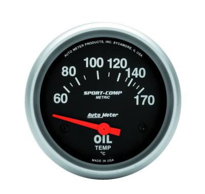 Auto Meter - Auto Meter Gauge; Oil Temp; 2 5/8in.; 60-170deg. F; Electric; Sport-Comp 3543-M