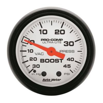 Auto Meter - Auto Meter Gauge; Vac/Boost; 2 1/16in.; 30inHg-45psi; Mechanical; Phantom 5708