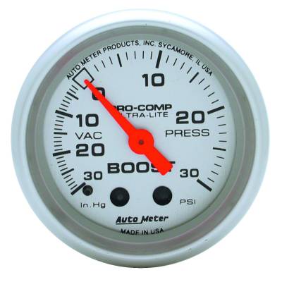 Auto Meter - Auto Meter Gauge; Vac/Boost; 2 1/16in.; 30inHg-30psi; Mechanical; Ultra-Lite 4303