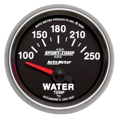 Auto Meter - Auto Meter Gauge; Water Temp; 2 1/16in.; 100-250deg. F; Electric; Sport-Comp II 3637