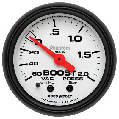 Auto Meter - Auto Meter Gauge; Vac/Boost; 2 1/16in.; 60cmHg-2.0BAR; Mechanical; Phantom 5703-M