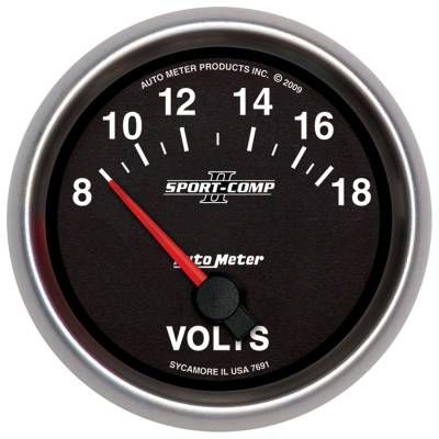 Auto Meter - Auto Meter Gauge; Voltmeter; 2 5/8in.; 18V; Electric; Sport-Comp II 7691