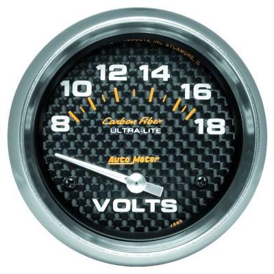 Auto Meter - Auto Meter Gauge; Voltmeter; 2 5/8in.; 18V; Electric; Carbon Fiber 4891