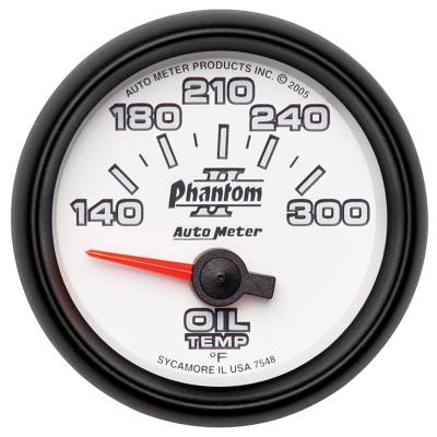 Auto Meter - Auto Meter Gauge; Oil Temp; 2 1/16in.; 140-300deg. F; Electric; Phantom II 7548