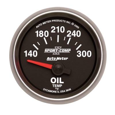 Auto Meter - Auto Meter Gauge; Oil Temp; 2 1/16in.; 140-300deg. F; Electric; Sport-Comp II 3648