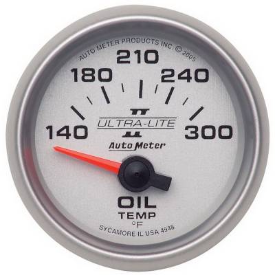 Auto Meter - Auto Meter Gauge; Oil Temp; 2 1/16in.; 140-300deg. F; Electric; Ultra-Lite II 4948