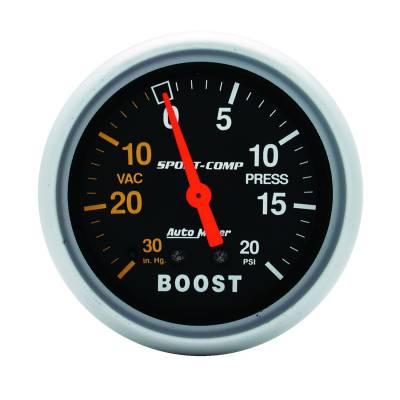 Auto Meter - Auto Meter Gauge; Vac/Boost; 2 5/8in.; 30inHg-20psi; Mechanical; Sport-Comp 3401