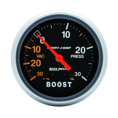 Auto Meter - Auto Meter Gauge; Vac/Boost; 2 5/8in.; 30inHg-30psi; Mechanical; Sport-Comp 3403