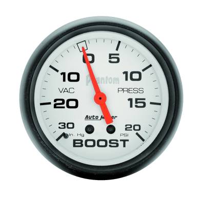 Auto Meter - Auto Meter Gauge; Vac/Boost; 2 5/8in.; 30inHg-20psi; Mechanical; Phantom 5801