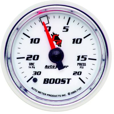 Auto Meter - Auto Meter Gauge; Vac/Boost; 2 1/16in.; 30inHg-20psi; Mechanical; C2 7107