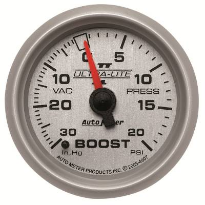 Auto Meter - Auto Meter Gauge; Vac/Boost; 2 1/16in.; 30inHg-20psi; Mechanical; Ultra-Lite II 4907