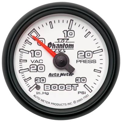 Auto Meter - Auto Meter Gauge; Vac/Boost; 2 1/16in.; 30inHg-30psi; Mechanical; Phantom II 7503