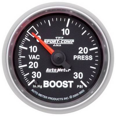 Auto Meter - Auto Meter Gauge; Vac/Boost; 2 1/16in.; 30inHg-30psi; Mechanical; Sport-Comp II 3603