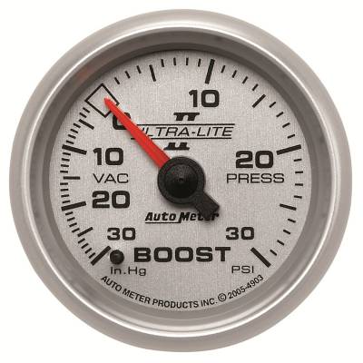 Auto Meter - Auto Meter Gauge; Vac/Boost; 2 1/16in.; 30inHg-30psi; Mechanical; Ultra-Lite II 4903