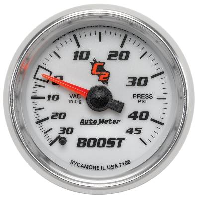 Auto Meter - Auto Meter Gauge; Vac/Boost; 2 1/16in.; 30inHg-45psi; Mechanical; C2 7108