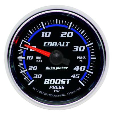 Auto Meter - Auto Meter Gauge; Vac/Boost; 2 1/16in.; 30inHg-45psi; Mechanical; Cobalt 6108